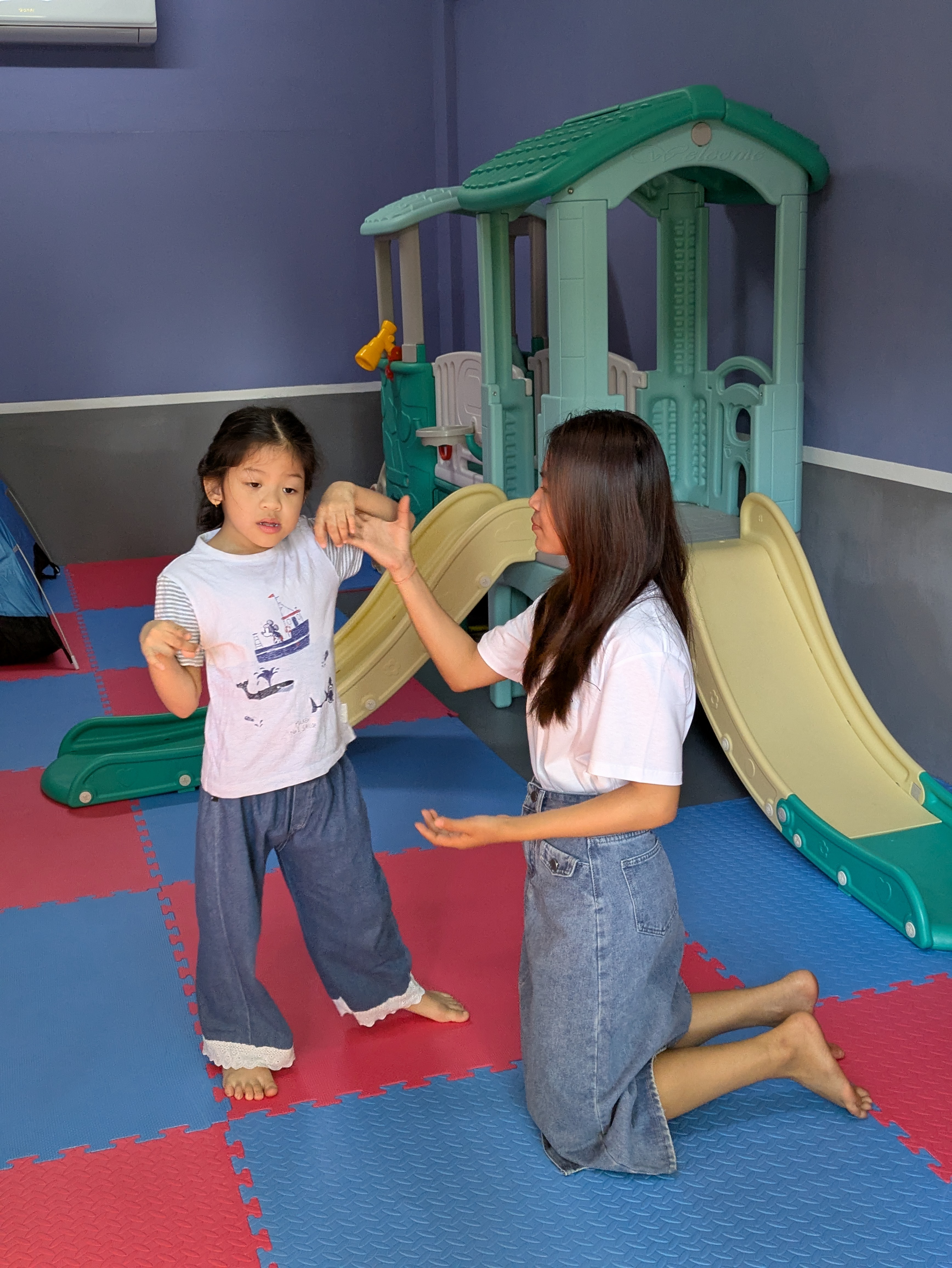 Autism sensory and therapy room with equipment